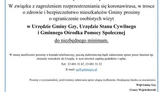 Apel wójta gminy Gzy