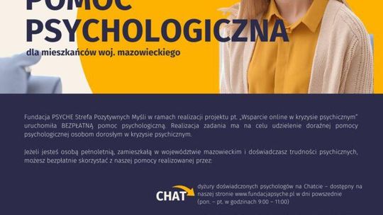 Bezpłatna pomoc psychologiczna na terenie Mazowsza