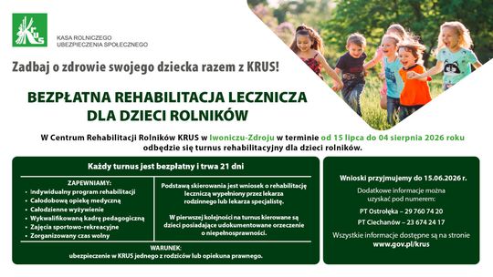 Bezpłatna rehabilitacja lecznicza dla dzieci rolników