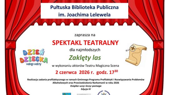 Biblioteka w Pułtusku zaprasza dzieci na spektakl teatralny „Zaklęty las”