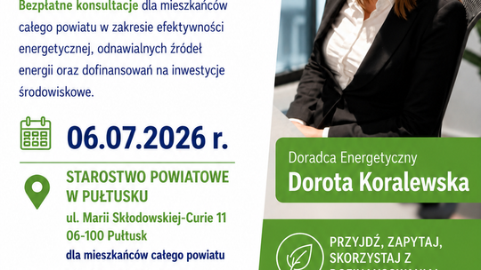 Dyżur Doradcy Energetycznego w Pułtusku – bezpłatne konsultacje dla mieszkańców