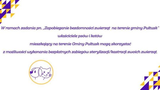 Informacja dotycząca sterylizacji/kastracji psów i kotów