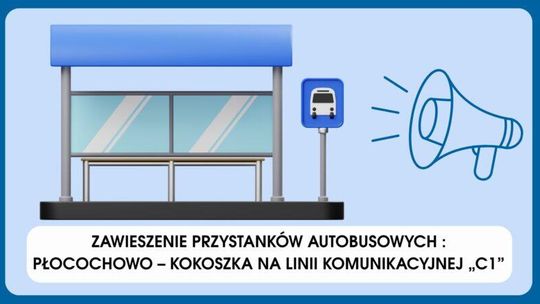 Informacja o zawieszeniu przystanków autobusowych: Płocochowo – Kokoszka na linii komunikacyjnej „C1”