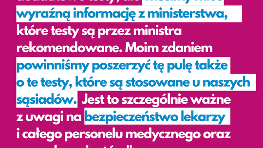 #koronawirus: Marszałek apeluje – dopuśćmy do użytku więcej testów