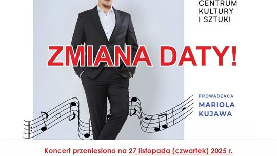 Przesunięcie terminu koncertu Łukasza Zientarskiego