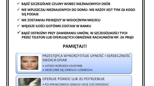 Ulotki przestrzegające przed oszustami