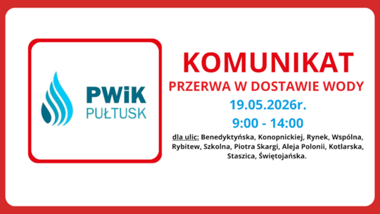 UWAGA! Będzie przerwa w dostawie wody