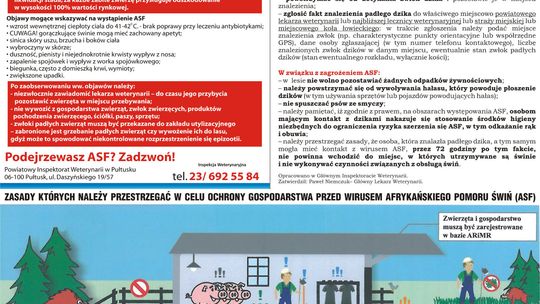 Uwaga! Zagrożenie ASF!
