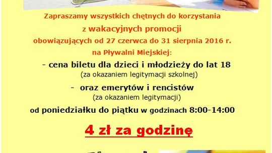 Wakacyjne promocje na pływalni