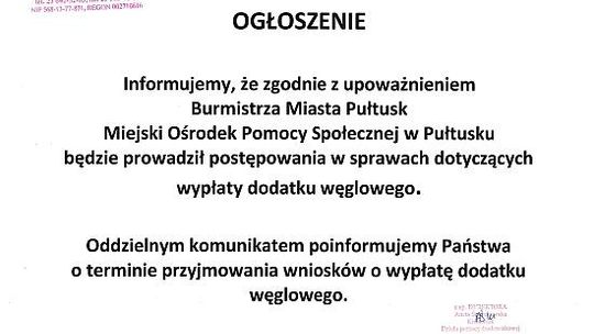 Wnioski o dodatek węglowy w MOPS