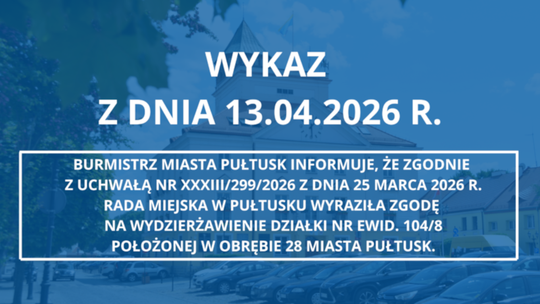 WYKAZ z dnia 13.04.2026 r.