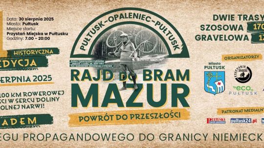 Zapraszamy na I Rajd do Bram Mazur 30 sierpnia 2025 r.