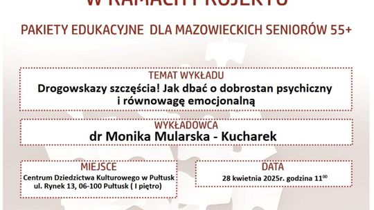 Zaproszenie na wykład otwarty dla Seniorów