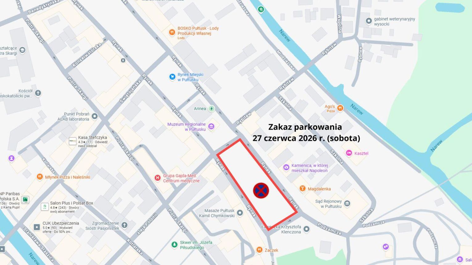 INFORMACJA O ZAKAZIE PARKOWANIA