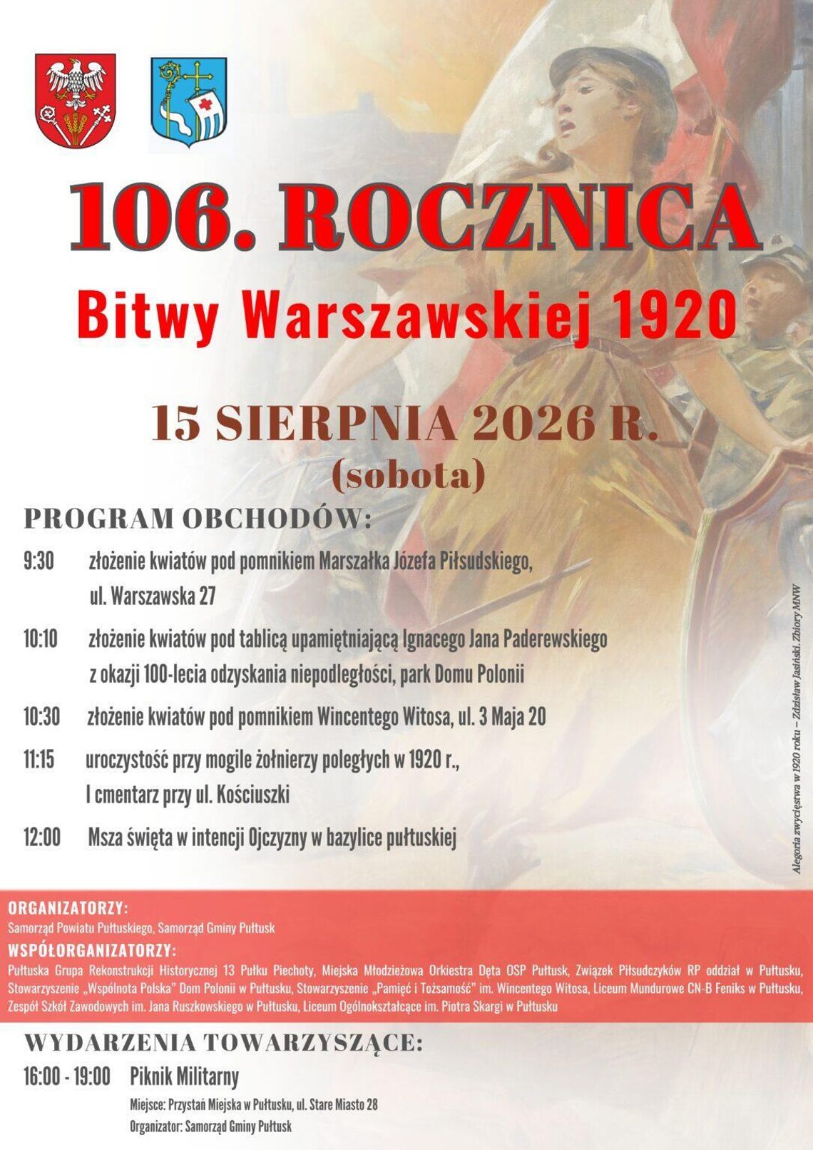 106. rocznica Bitwy Warszawskiej 1920 – zapraszamy na uroczyste obchody w Pułtusku 106. rocznica Bitwy Warszawskiej 1920 – zapraszamy na uroczyste obchody w Pułtusku