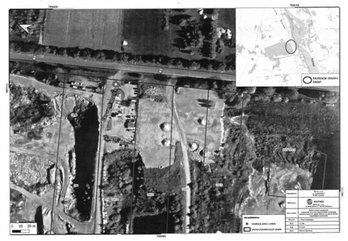 Lotnicze zdjęcie działek, na których ujawniono odpady z raportu zrobionego na zlecenie Strabagu