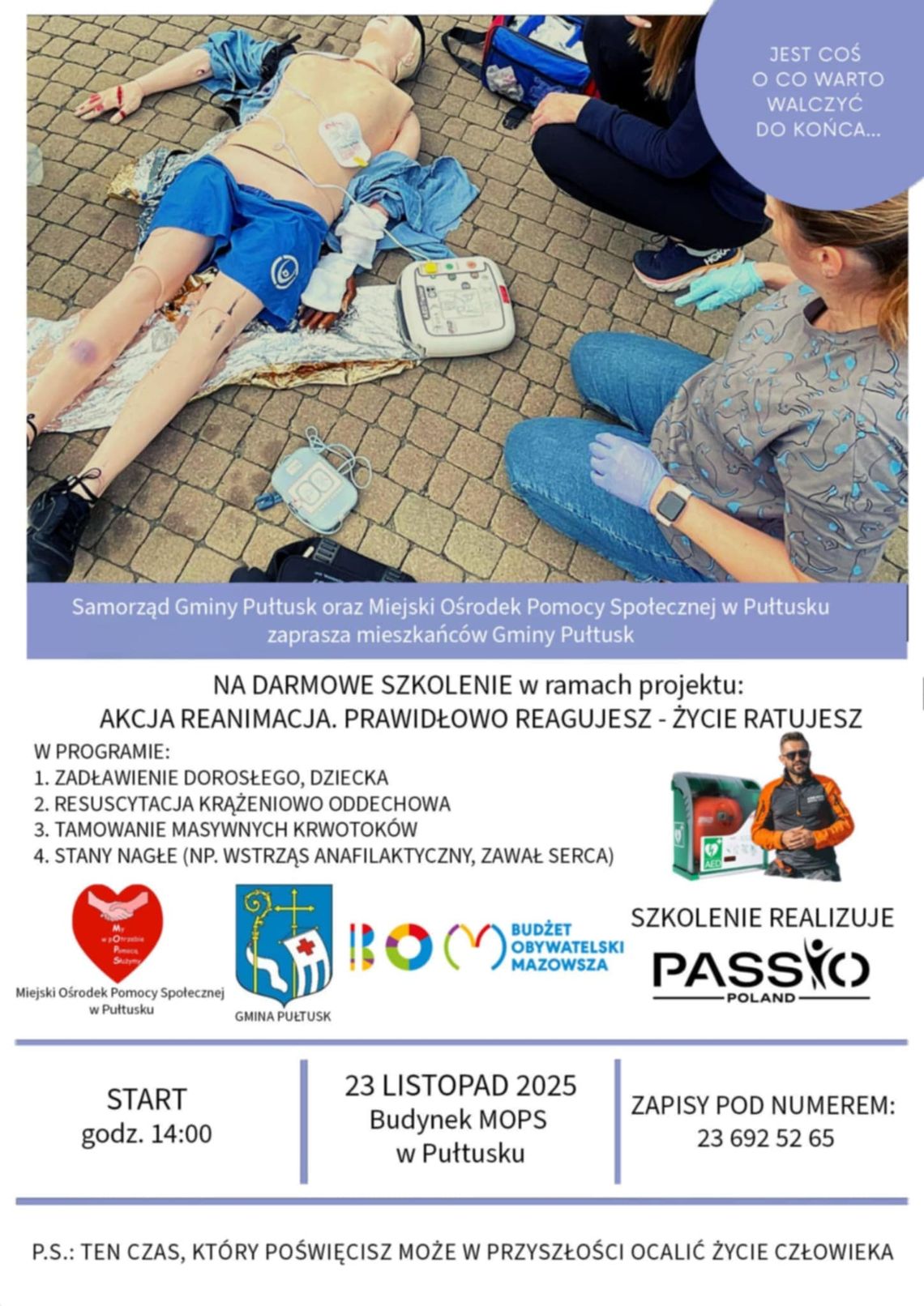 AKCJA REANIMACJA. Darmowe Szkolenie w Miejskim Ośrodku Pomocy Społecznej