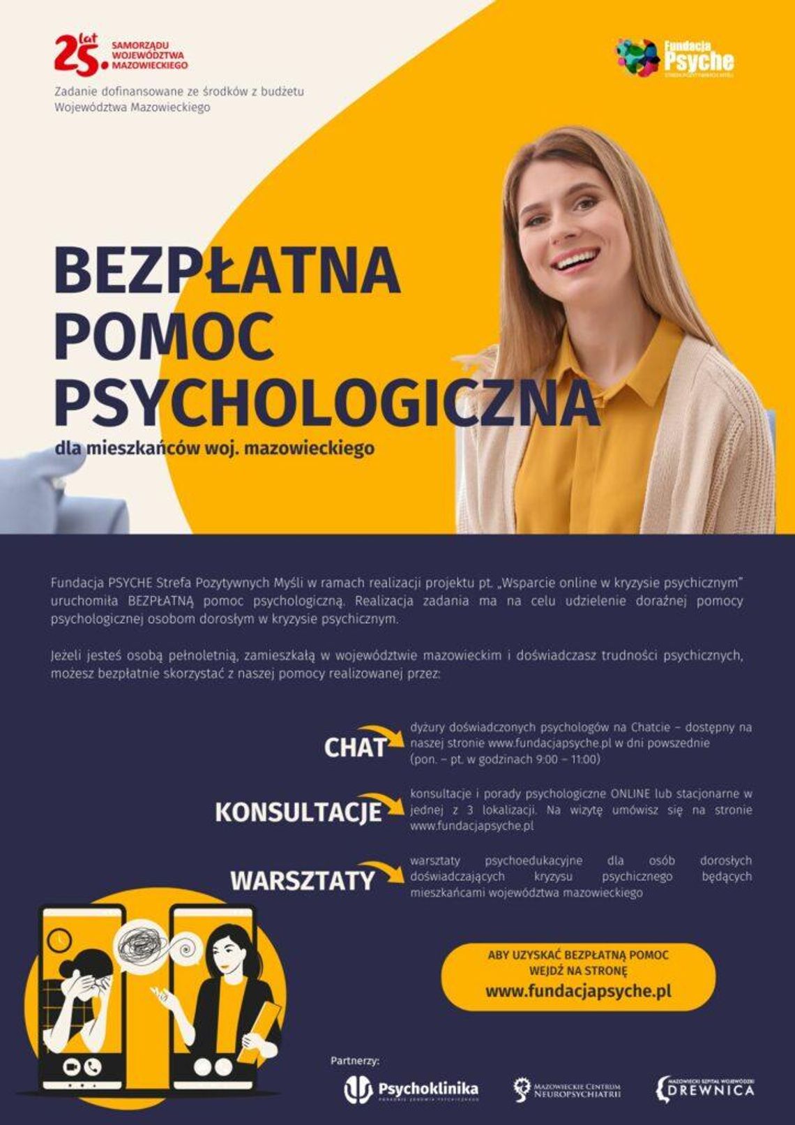 Bezpłatna pomoc psychologiczna na terenie Mazowsza