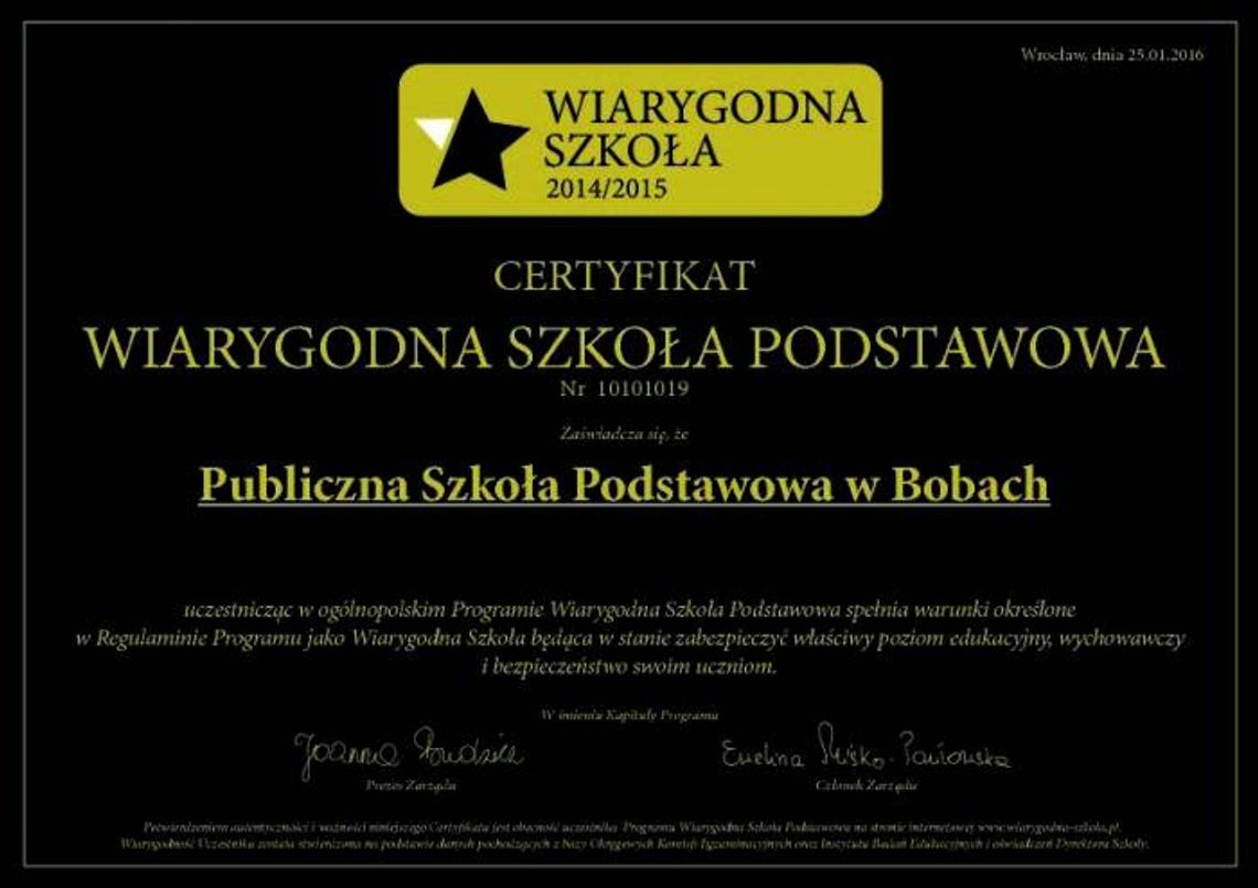 Boby wiarygodną szkołą!