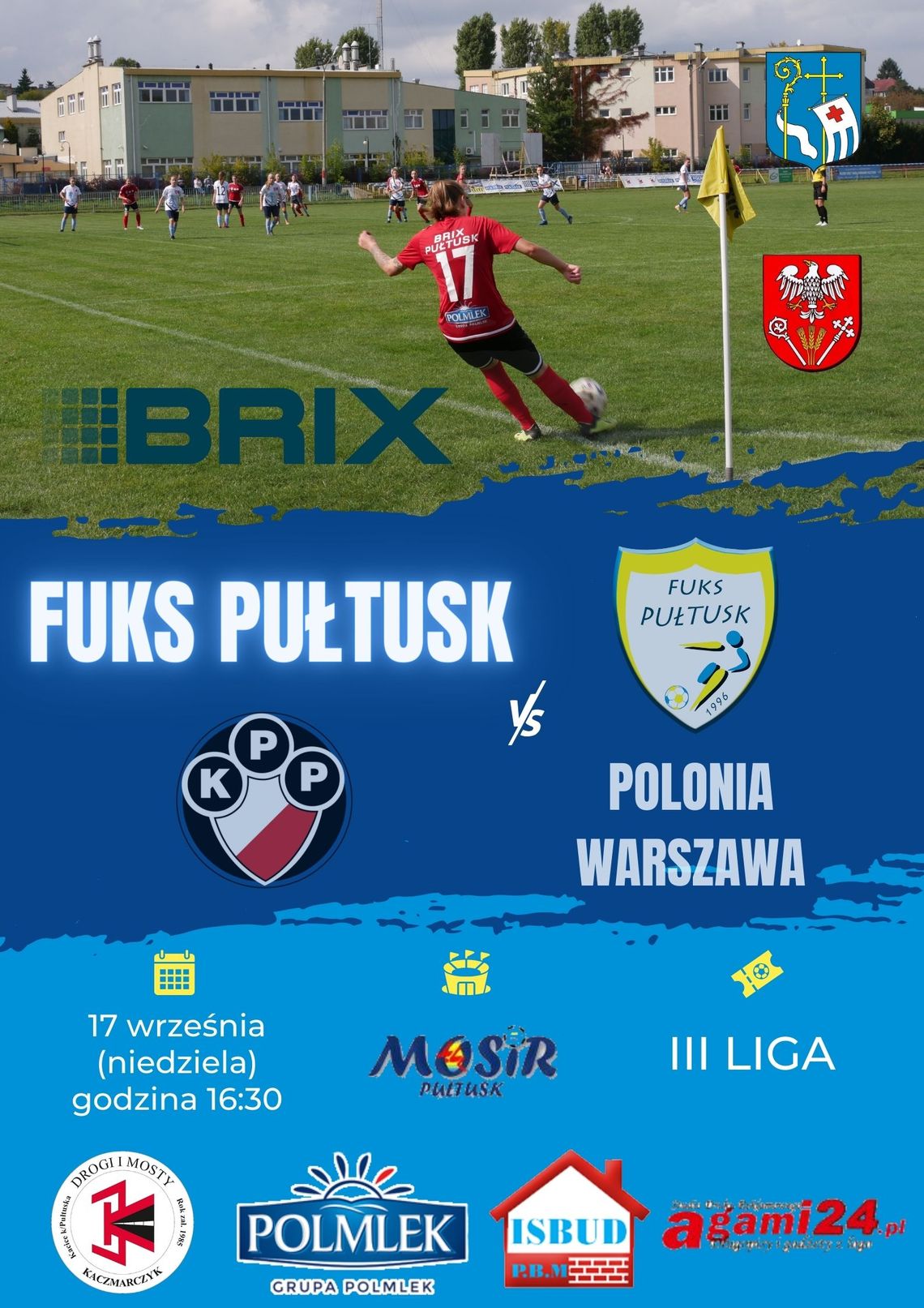 BRIX Pułtusk - Polonia Warszawa. III liga w Pułtusku już w niedzielę