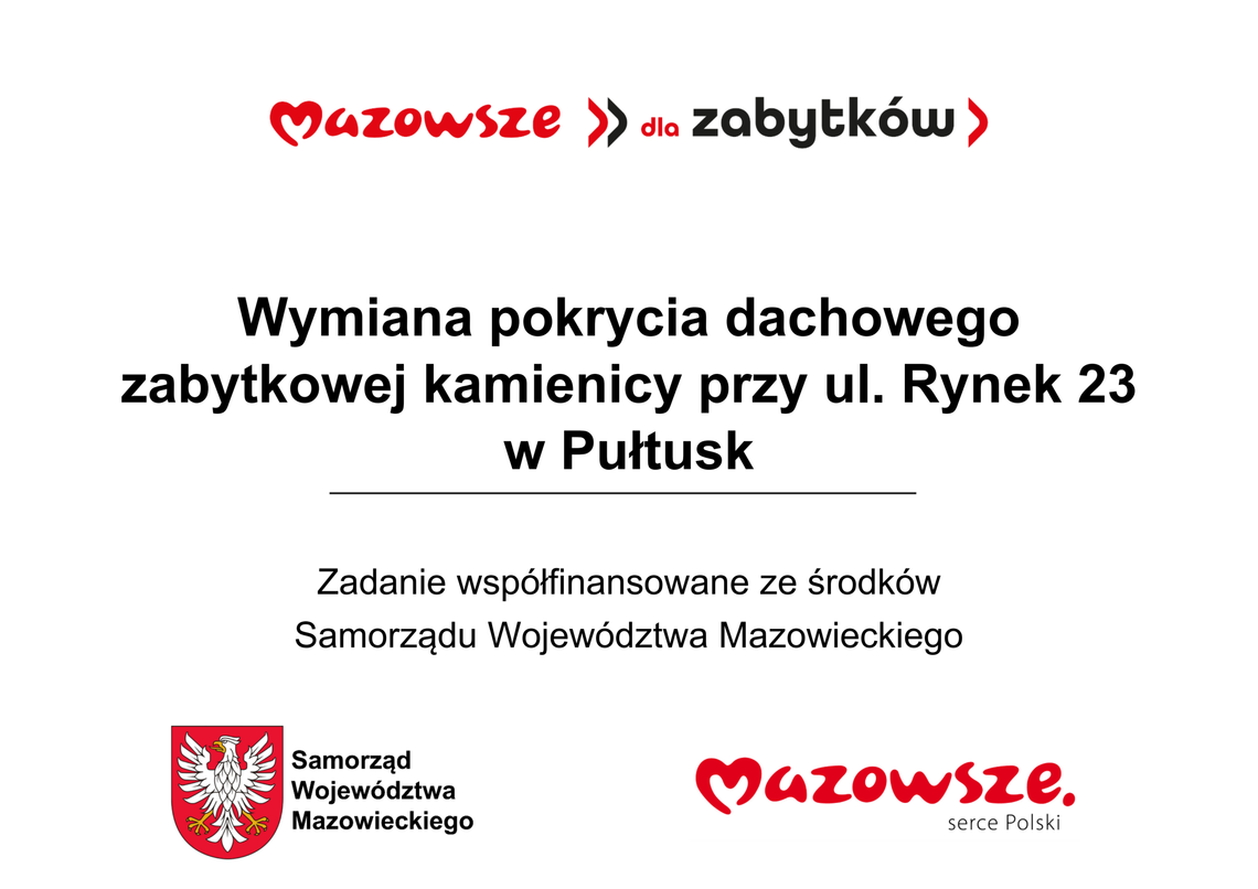 Dofinansowanie na remont zabytkowej kamienicy przy ul. Rynek 23 Dofinansowanie na remont zabytkowej kamienicy przy ul. Rynek 23