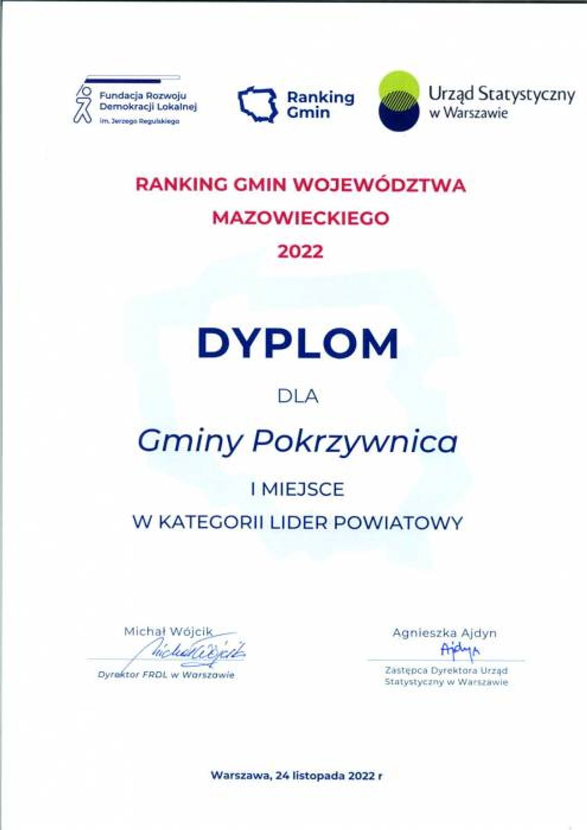 Gmina Pokrzywnica liderem powiatu!