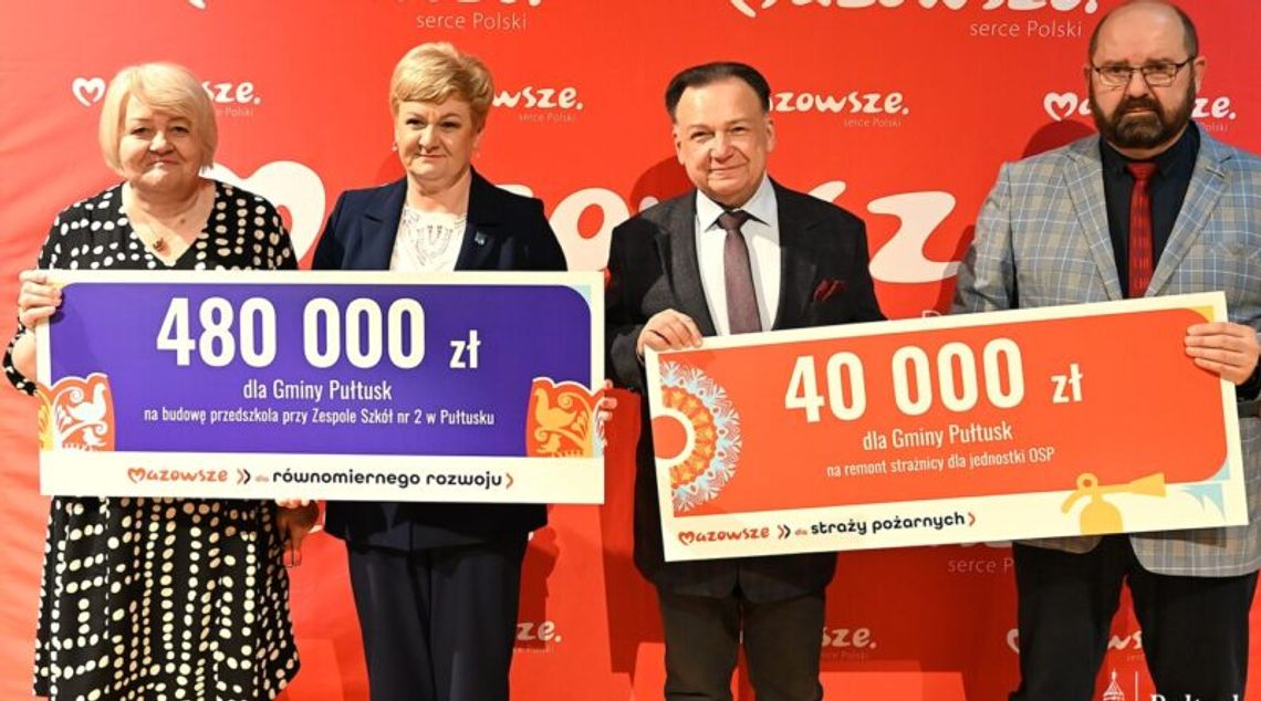 Gmina Pułtusk z dofinansowaniem niemal 2,3 miliona złotych z budżetu Województwa Mazowieckiego