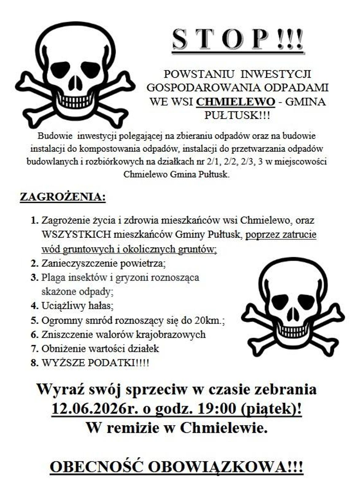 Mieszkańcy Chmielewa znów walczą Mieszkańcy Chmielewa znów walczą