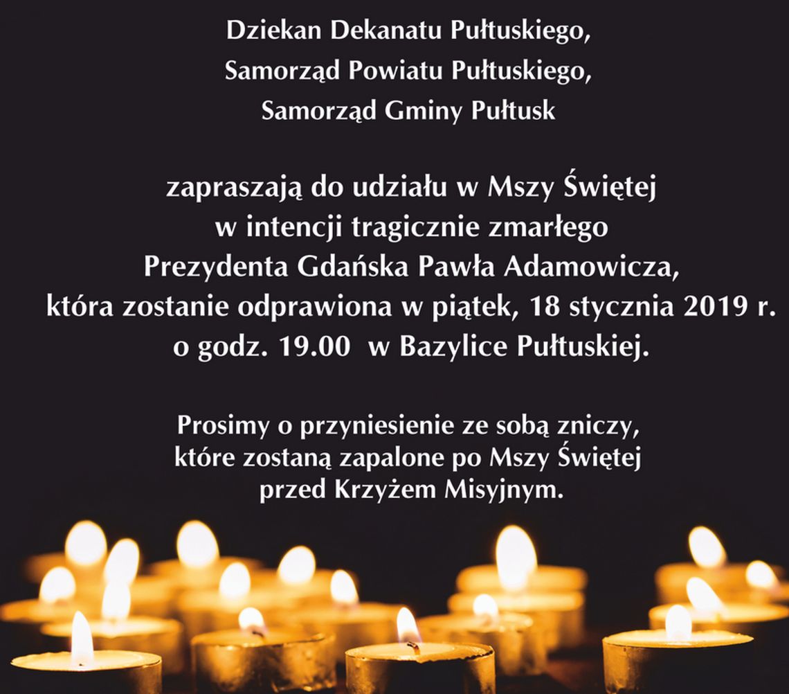 Msza św. w intencji Pawła Adamowicza