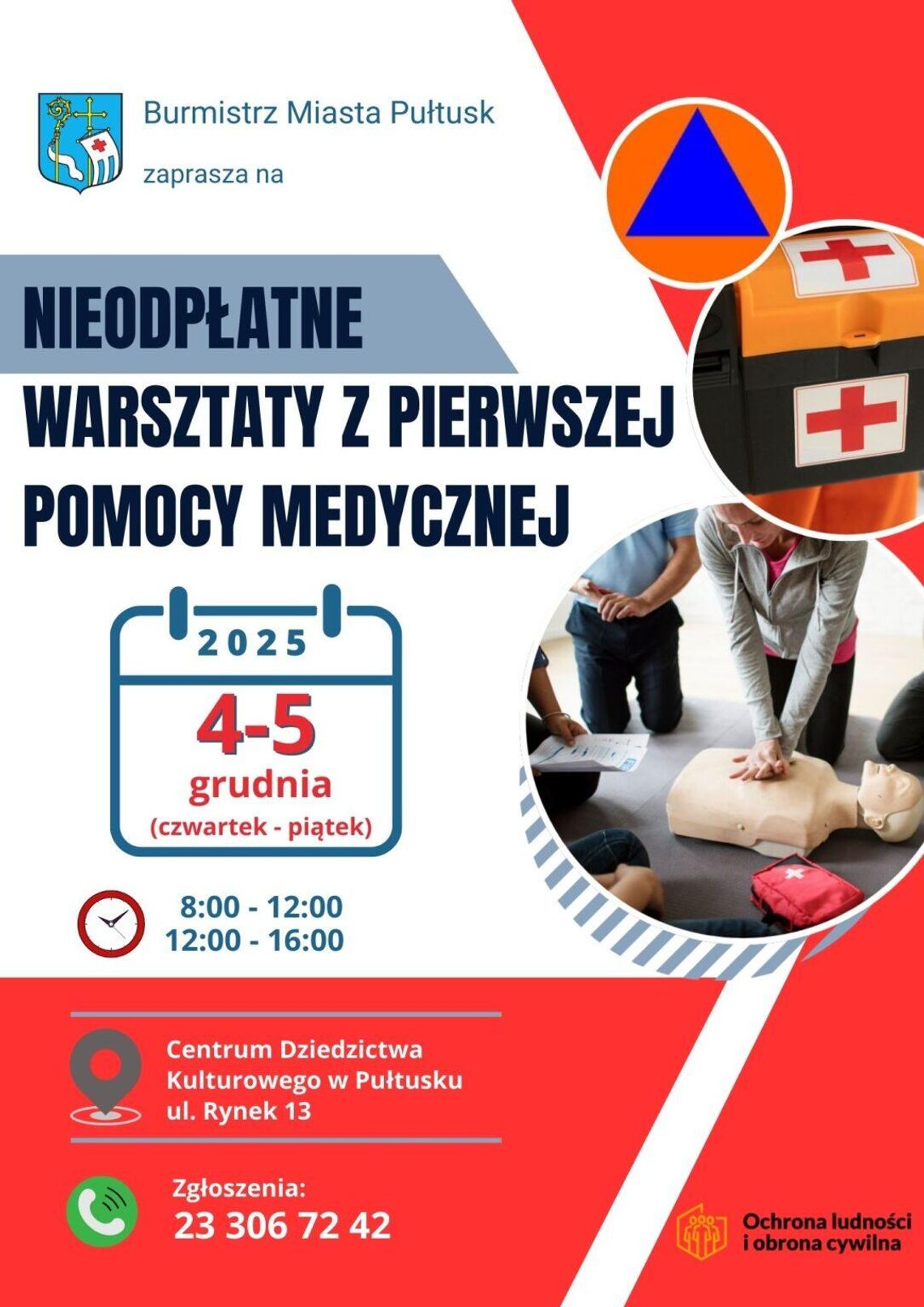 Nieodpłatne warsztaty z pierwszej pomocy medycznej Nieodpłatne warsztaty z pierwszej pomocy medycznej