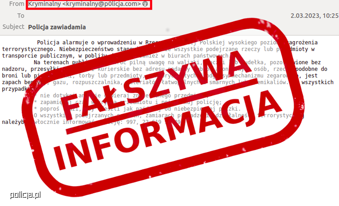 NOWODWORSKI. Policja ostrzega przed fałszywymi informacjami!
