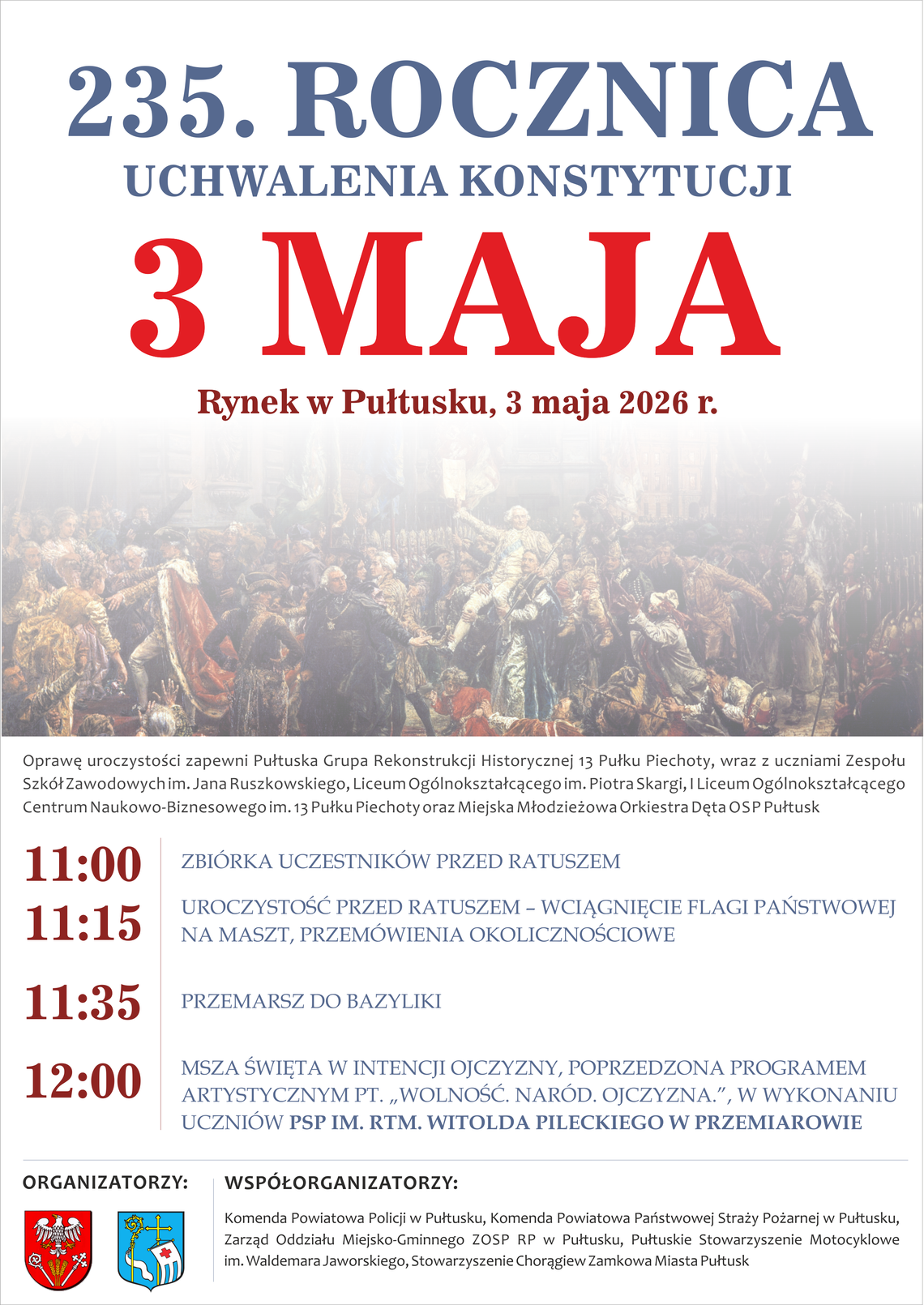 Obchody rocznicy uchwalenia Konstytucji 3 Maja w Pułtusku