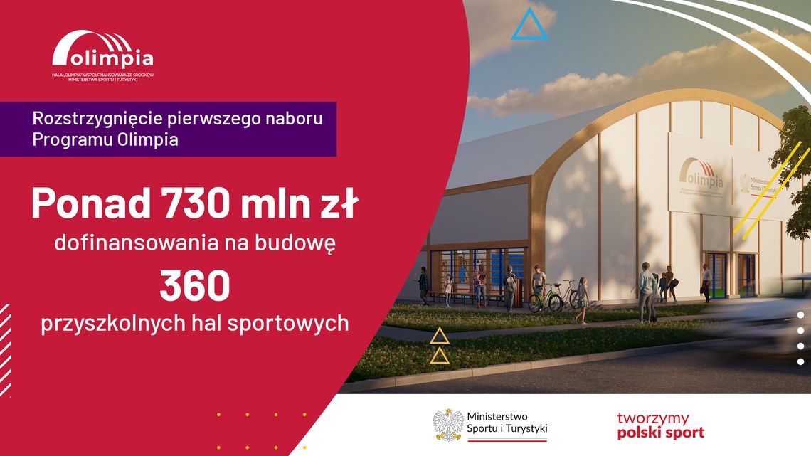 Ogłoszenie wyników pierwszego naboru do Programu budowy przyszkolnych hal OLIMPIA