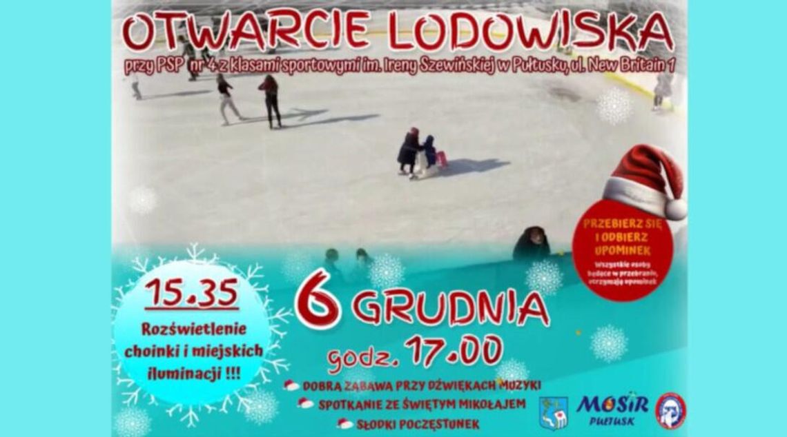 Otwarcie Lodowiska przy PSP nr 4 w Pułtusku już 6 grudnia!