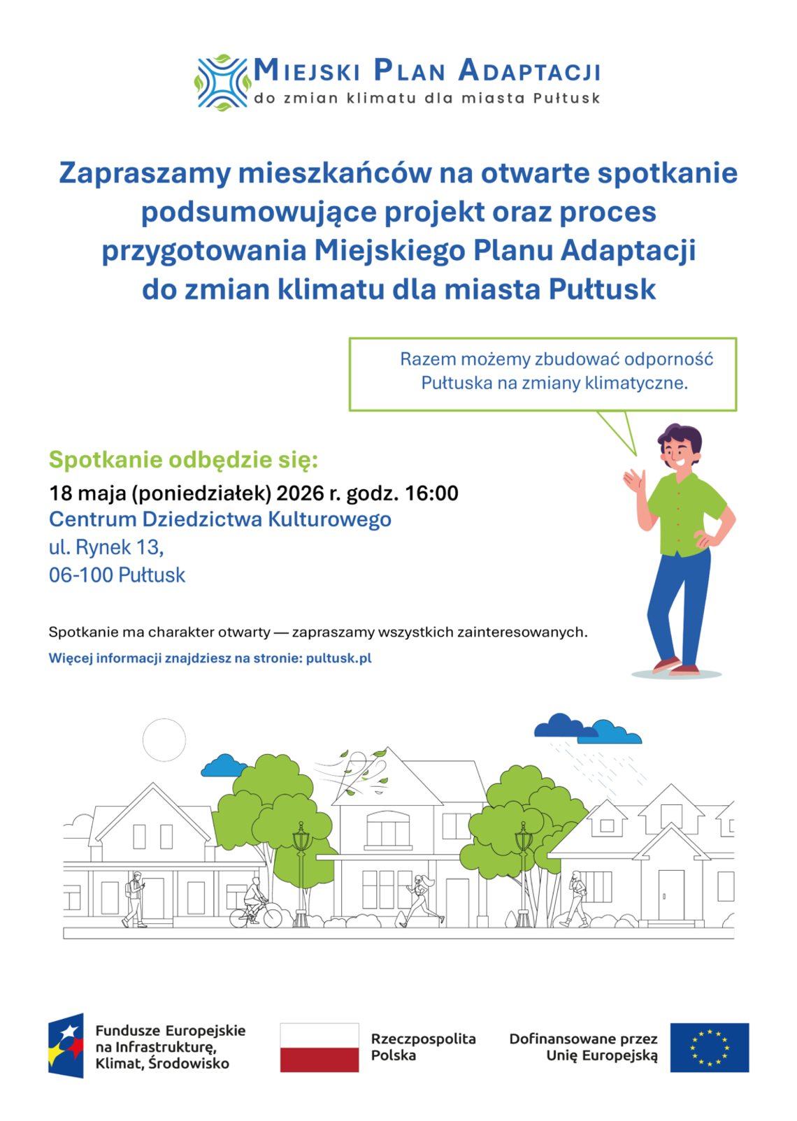 Otwarte spotkanie podsumowujące projekt „Miejski Plan Adaptacji do zmian klimatu dla miasta Pułtusk”