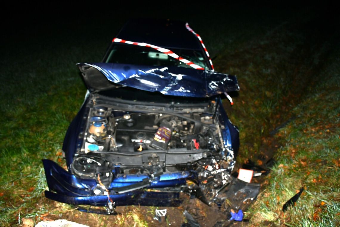 Pijany kierowca Volkswagena wjechał do rowu