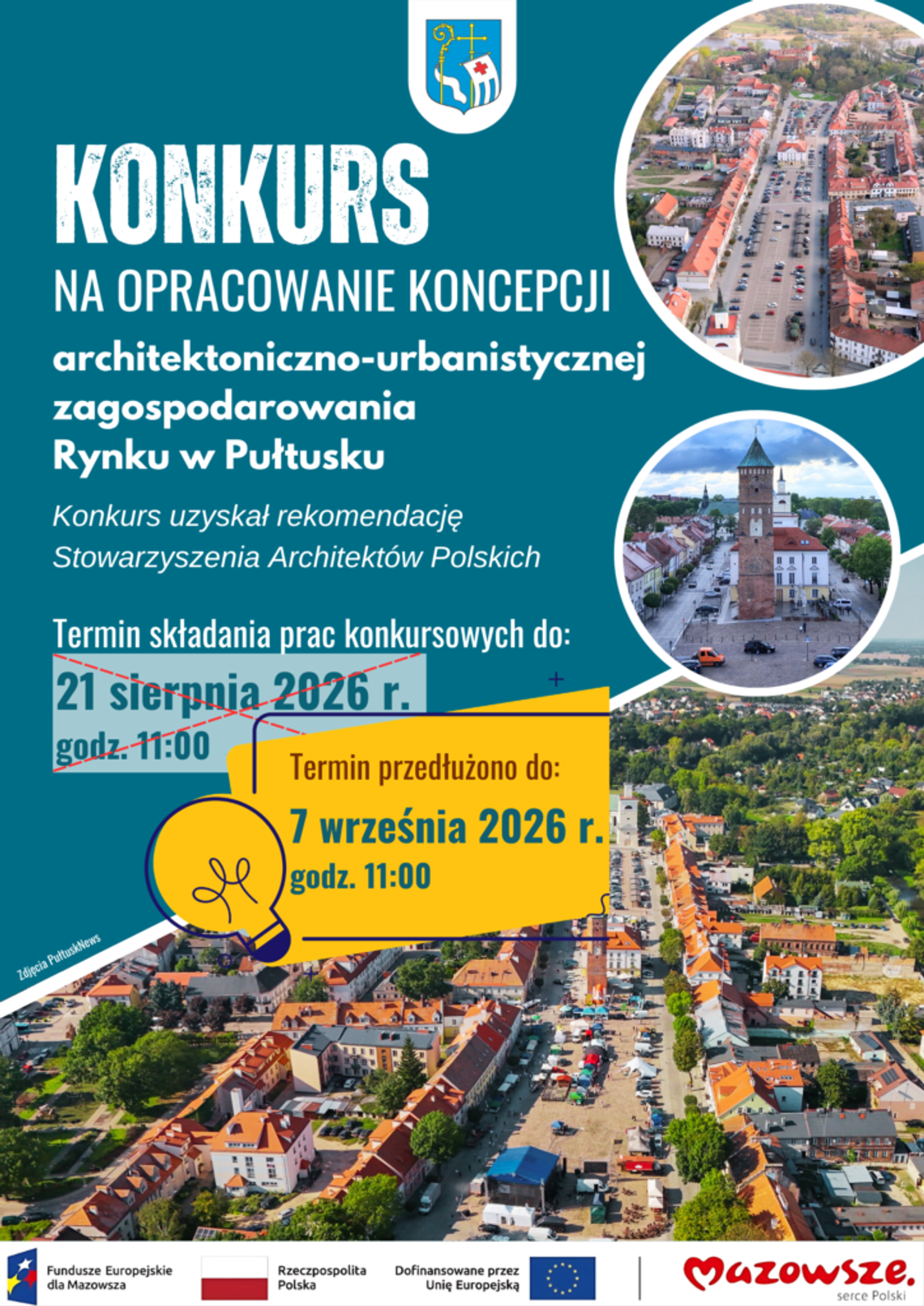 Ponownie ogłaszamy konkurs na opracowanie koncepcji architektoniczno-urbanistycznej zagospodarowania Rynku w Pułtusku Ponownie ogłaszamy konkurs na opracowanie koncepcji architektoniczno-urbanistycznej zagospodarowania Rynku w Pułtusku