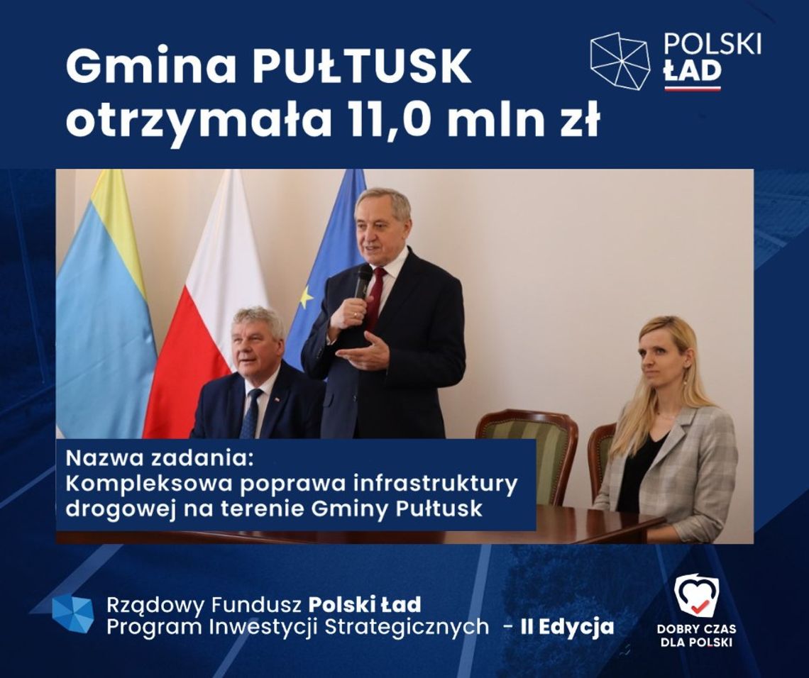 Prawie 11 milionów na drogi w gminie Pułtusk