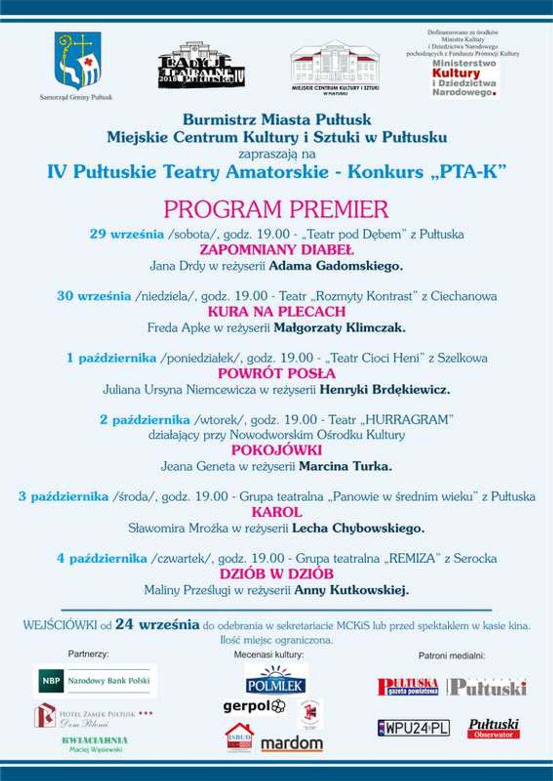 Premiery teatralne w ramach konkursu PTA -K