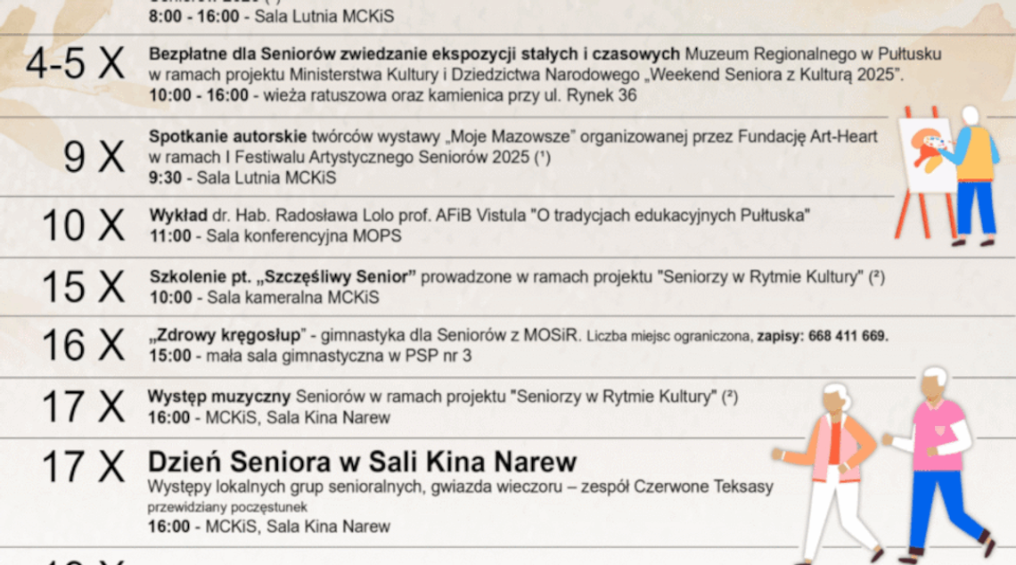 Pułtuska Złota Jesień 2025, czyli cykl jesiennych wydarzeń dla Seniorów