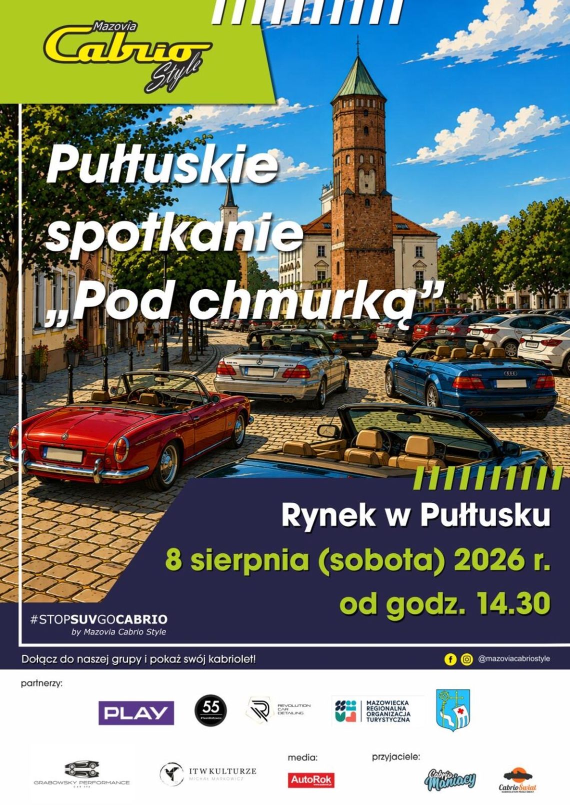 Pułtuskie spotkanie „Pod chmurką” – zapraszamy miłośników kabrioletów na Rynek Pułtuskie spotkanie „Pod chmurką” – zapraszamy miłośników kabrioletów na Rynek