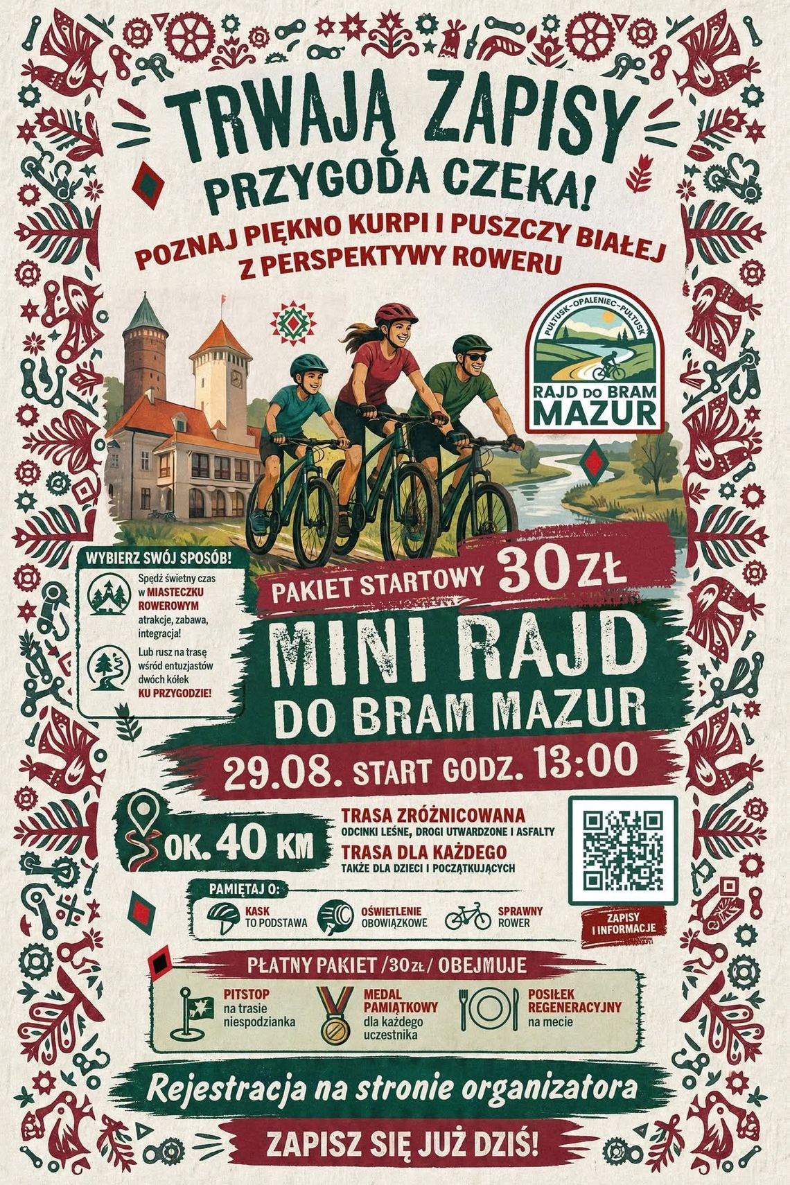 Rodzinny Rajd Rowerowy (Mini Rajd do Bram Mazur) – zapraszamy do zapisów