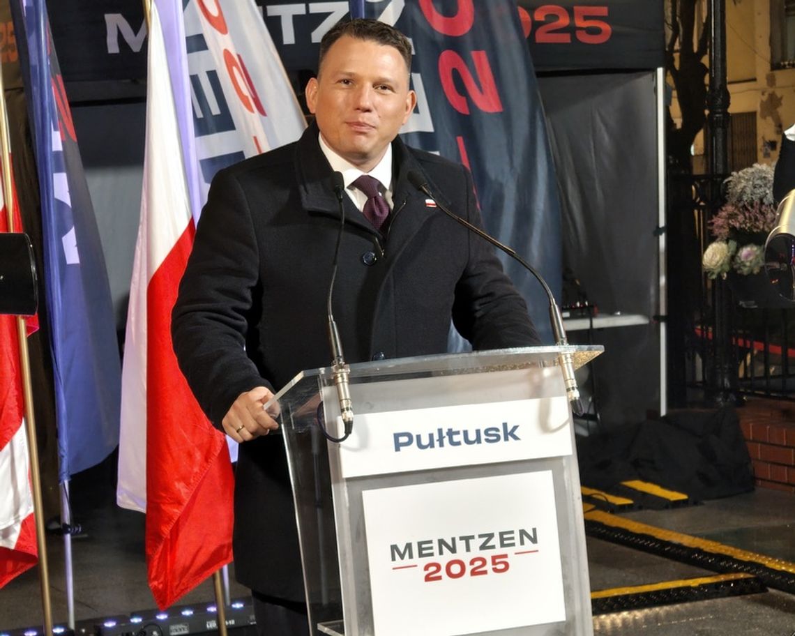 Sławomir Mentzen na pułtuskim rynku