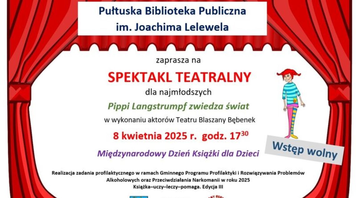 Spektakl teatralny dla dzieci w Pułtuskiej Bibliotece Publicznej im. Joachima Lelewela