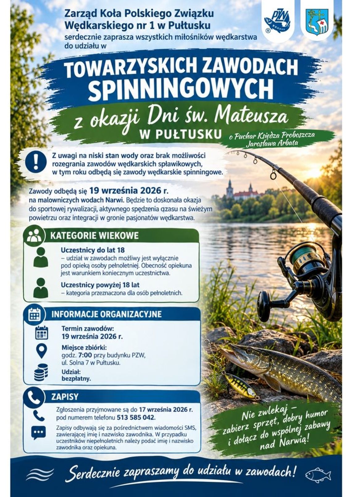 Towarzyskie zawody spinningowe z okazji Dni św. Mateusza w Pułtusku