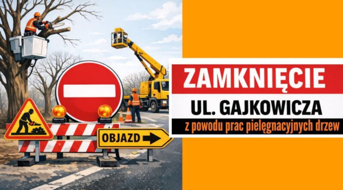 Utrudnienia w ruchu na ul. Gajkowicza (3–5 marca 2026 r.)