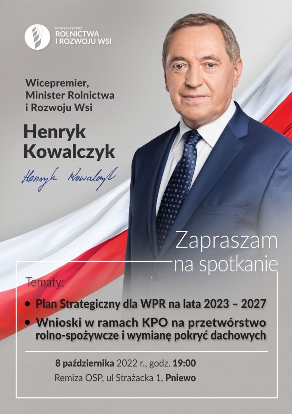 Wicepremier spotka się z mieszkańcami gminy Zatory