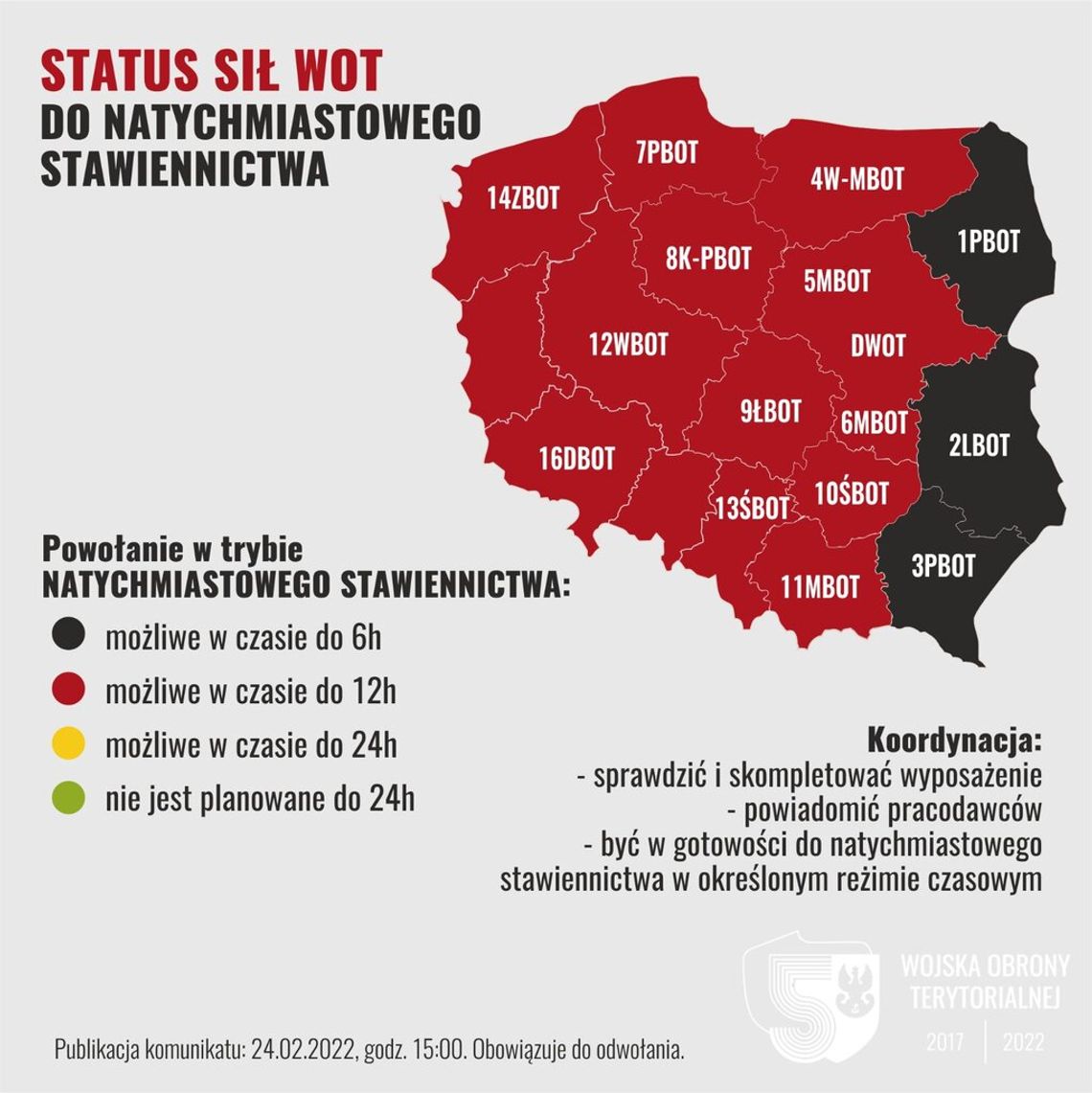 WOT: zmiana statusu do natychmiastowego stawiennictwa żołnierzy
