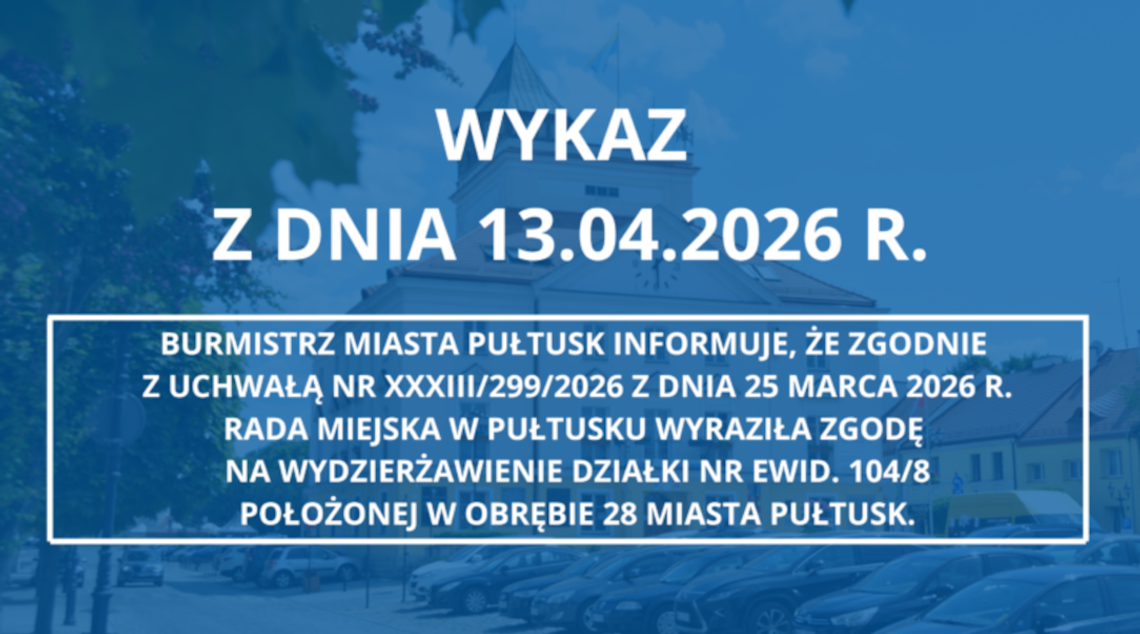 WYKAZ z dnia 13.04.2026 r.
