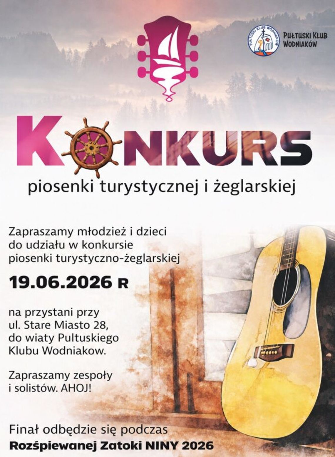Zapraszamy do udziału w Konkursie Piosenki Turystycznej i Żeglarskiej